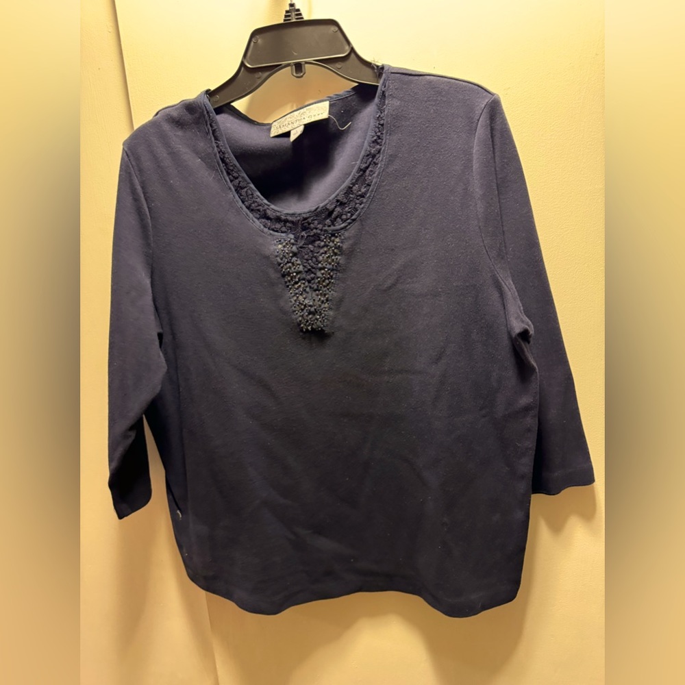 Samantha Grey black dressy t-shirt material blouse